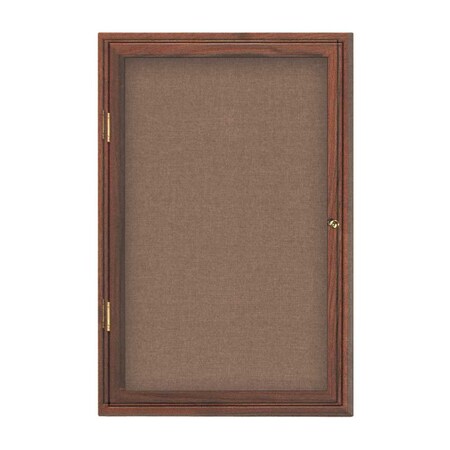 United Visual Products Single Door Enclosed Radius EZ Tack Board, 24"x36", Gold/Green UV7001EZ-GREEN-GOLD